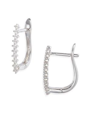 Meira T Diamond Oval Hoop Earrings - White