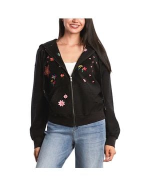 Billy T Sketchbook Embroidered Zip-Up Graphic Hoodie - Black