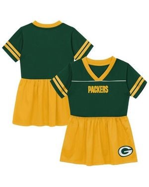 Outerstuff Toddler Bay Packers Stadium Lights V-Neck Fashion Football Jersey Dress - Yellow