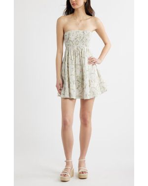 BP. Cutout Strapless Cotton Minidress - Natural