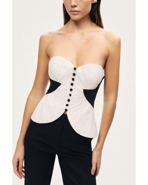 Nocturne Structured Strapless Contrast Bustier Top - Black