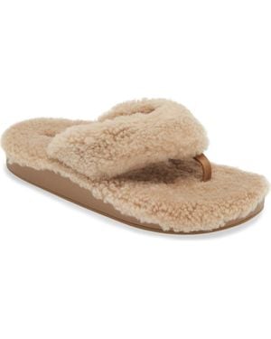 Olukai Kipea Heu Genuine Shearling Slide Sandal - Natural
