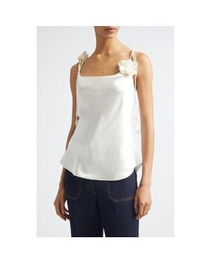 Cinq À Sept Marta Trailing Flower Silk Camisole - White