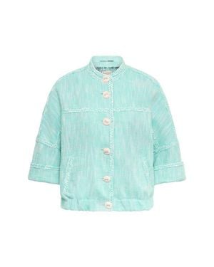 Maison Common Casual Tweed Jacket With Trimming Italian Two-Tone - Blue