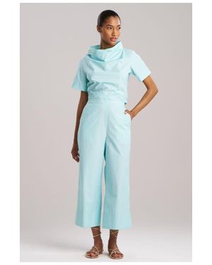 Natori Techno Poplin Cropped Pants With Embroidery - Blue