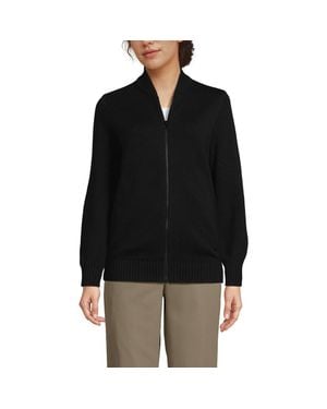 Lands' End School Uniform Adult Legacy Full Zip Cardigan - Black