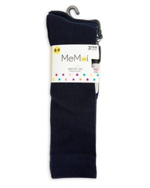 Memoi Write On Camp Kids Knee High Socks 3-Pack - Blue
