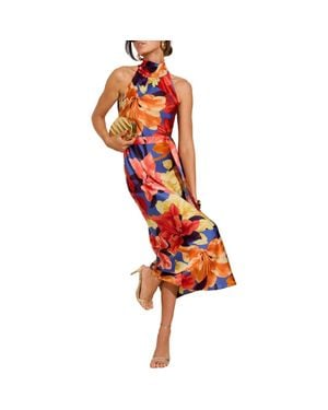 Friends Like These Print Sleeveless Midi Dress - Red