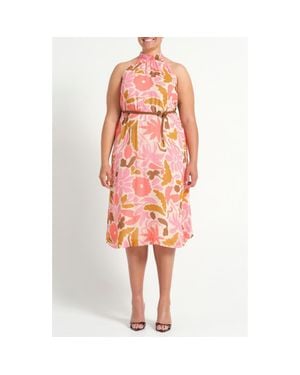 Estelle Luciana Floral Fit & Flare Midi Dress - Pink