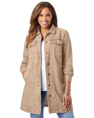 Jessica London Long Denim Jacket - Natural
