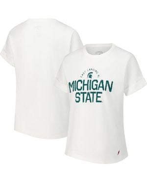 League Collegiate Wear Michigan State Spartans Slub Rolled Cuff T-Shirt - White