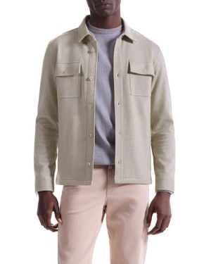 Bugatchi Slub Knit Wool & Cotton Button-Up Shirt Jacket - Gray