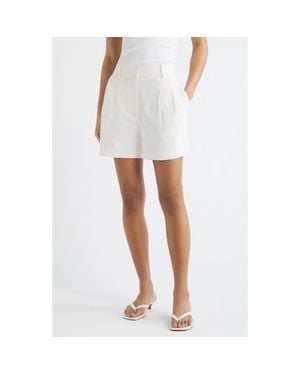 Open Edit Everyday Pleated Linen Blend Shorts - White