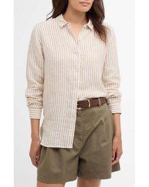 Barbour Marine Linen Button-Up Shirt - Natural