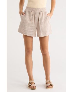 Varley Darina Stripe Stretch Cotton Seersucker Shorts - Natural