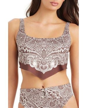 Sanctuary Printed Handkerchief Hem Tankini Top - Gray