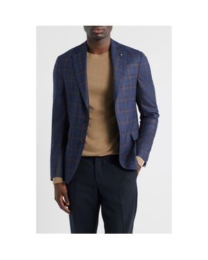Jack Victor Midland Contemporary Fit Plaid Wool & Silk Blend Sport Coat - Blue