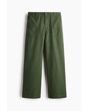 H&M Relaxed Fit Twill Pants - Green