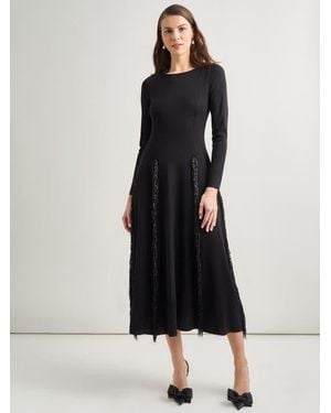 Misook Modern Fit-And-Flare Sequin Princess Seam Knit Maxi Dress - Black