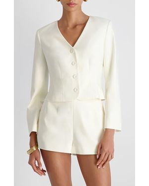 French Connection Halsey Twill Crop Jacket - White