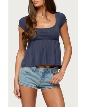 Edikted Kingsley Babydoll Top - Blue