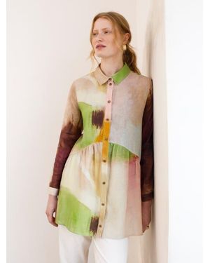 Celtic & Co. Linen Gathered Waist Tunic - Green