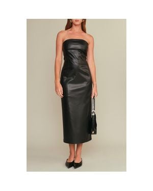 DELUC Emmet Strapless Faux Leather Dress - Black