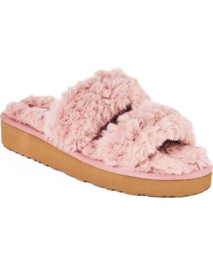 Minnetonka Teddy Faux Fur Two Band Slipper - Pink