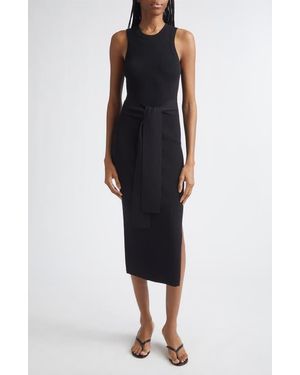 Toccin Piper Tie Front Midi Dress - Black
