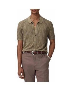 John Varvatos Emil Pointelle Short Sleeve Caridgan - Brown