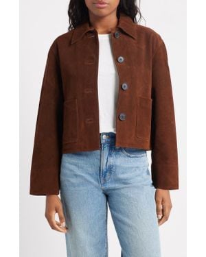 Madewell Boxy Crop Suede Jacket - Brown