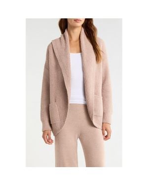 Barefoot Dreams Cozychic Ribbed Shawl Collar Cardigan - Natural