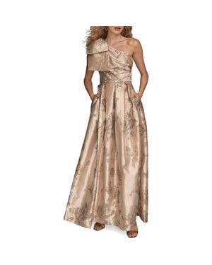 Donna Karan Metallic Floral Jacquard Ball Gown - Brown