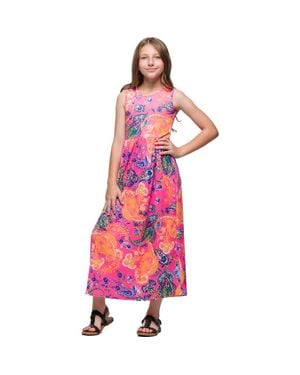 24sevenKid Paisley Print Sleeveless Maxi Dress With Pockets - Pink