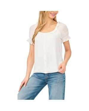 Cece Ruffle Puff Sleeve Top - White