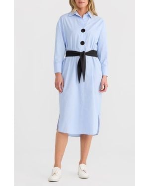 Brave+True Coventry Tie Waist Long Sleeve Shirtdress - Blue