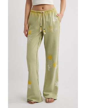 Jaded London Appliqué Bootcut Cotton Sweatpants - Green