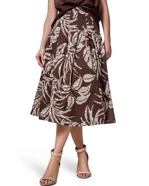 Donna Karan Tropical Print Pleated A-Line Skirt - Multicolor