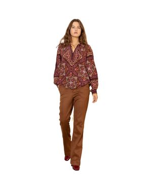 Hale Bob Raina Silk Top - Brown