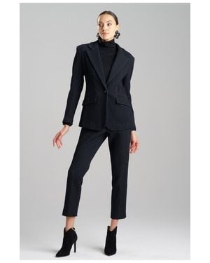 Natori Textured Cotton Jacquard Jacket - Blue