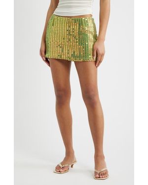 Princess Polly Zelaia Sequin Knit Miniskirt - Green