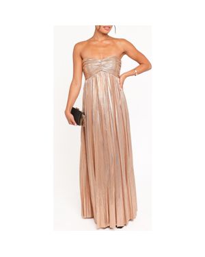 Petal & Pup Faye Strapless Metallic Gown - Pink