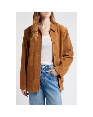Reformation Veda Lincoln Suede Shirt Jacket - Brown