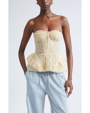Zimmermann Rebellion Frayed Silk Corset Top - Blue
