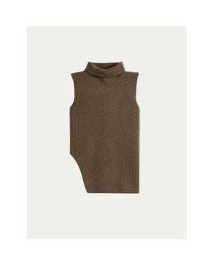Gobi Cashmere Turtle Neck Cashmere Vest - Metallic