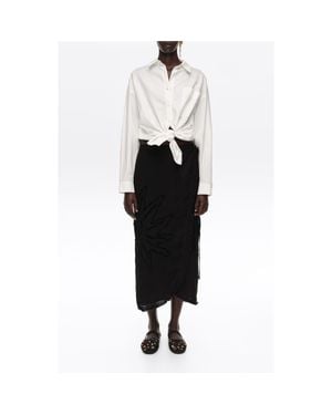Bimba Y Lola Fringed Sarong Midi Skirt - Black