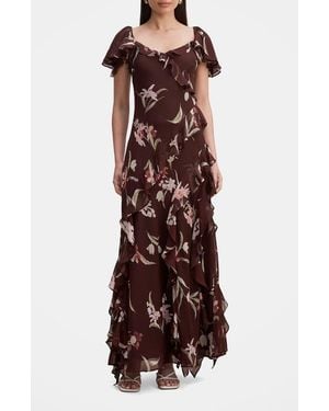 EVER NEW Claudie Ruffle Maxi Dress - Brown