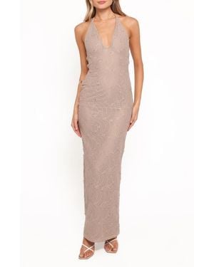 Petal & Pup Riley Floral Halter Maxi Dress - Gray