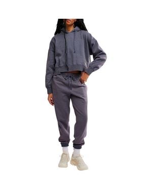 Free People Fp Movement Sand Washed Undefeated Hoodie & Sweatpants Set - Blue