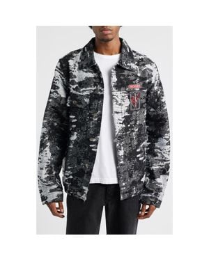 VERYRARE Devil Slayer Camo Jacquard Trucker Jacket - Black